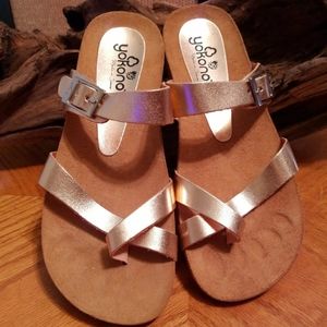 Yokono "Ibiza"Womens Sz 6.5 Metallic Rose Gold Lea